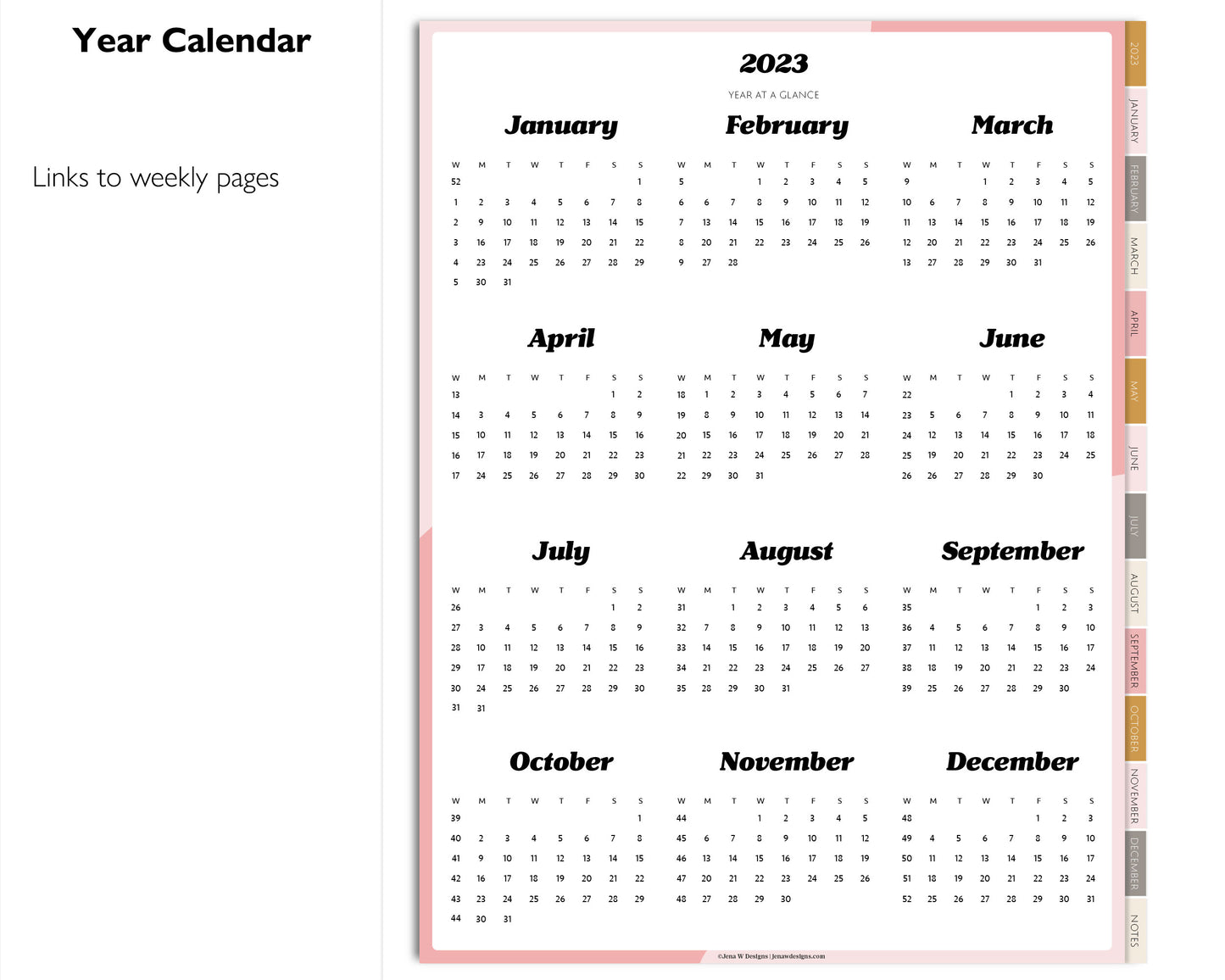 2023 Minimal Modern Weekly Planner | Simple Digital Planner | Vertical