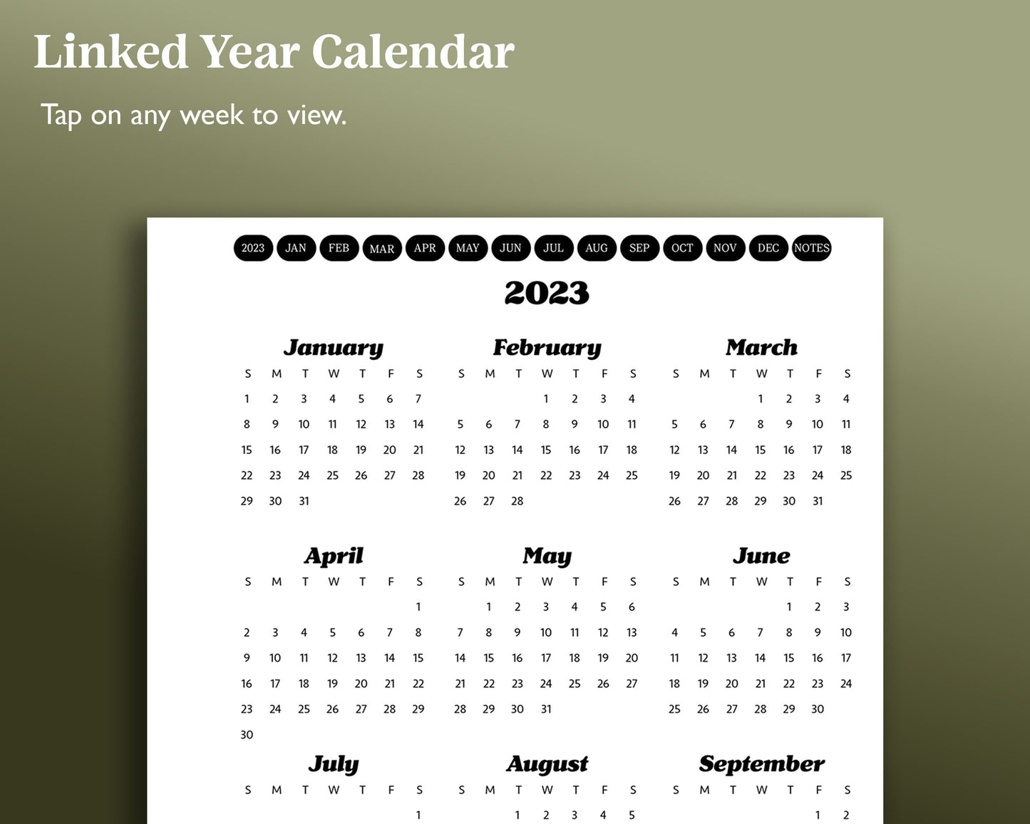 2023 Monthly Weekly Planner + 60 Section Notebook | for e-ink Devices