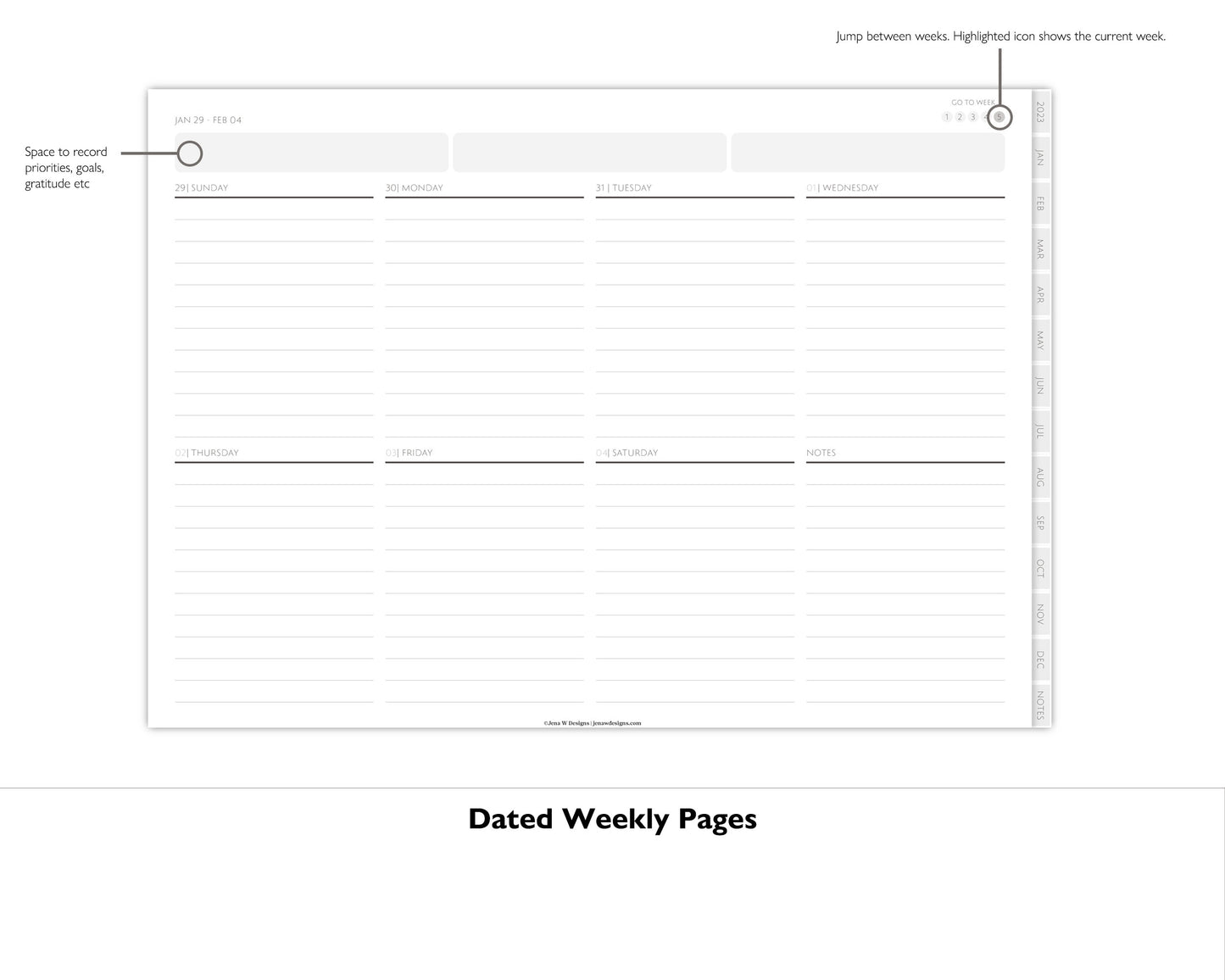 2023 Minimal Modern Monthly Weekly Planner | Digital Landscape Planner