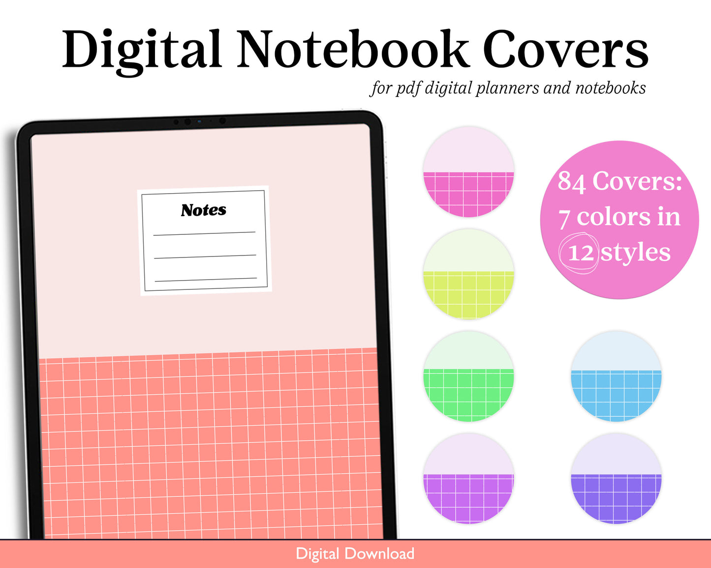 Digital Planner & Notebook Cover | 84 Covers | Vertical