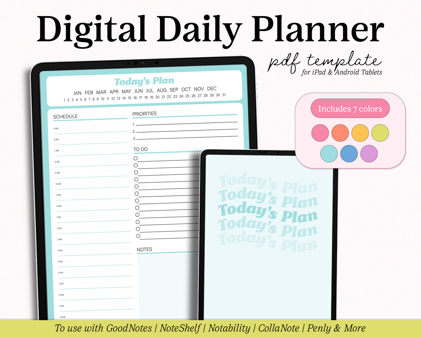 One Page Daily Planner | PDF Planner