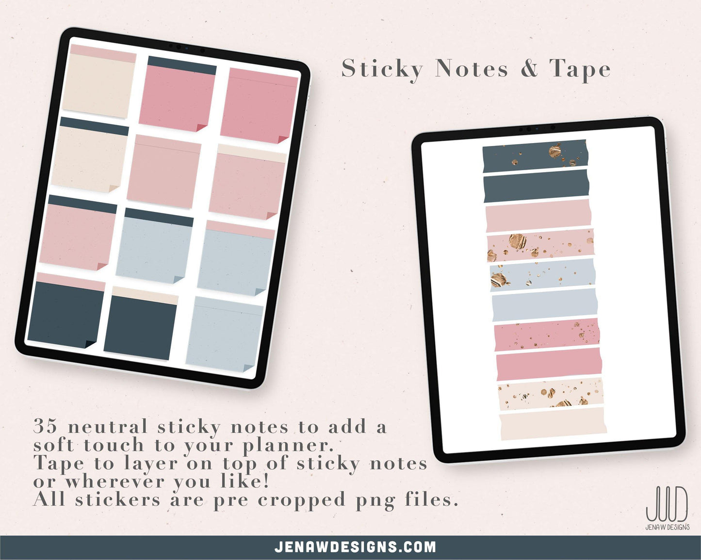Neutral & Gold Digital Planner Stickers - Jena W Designs