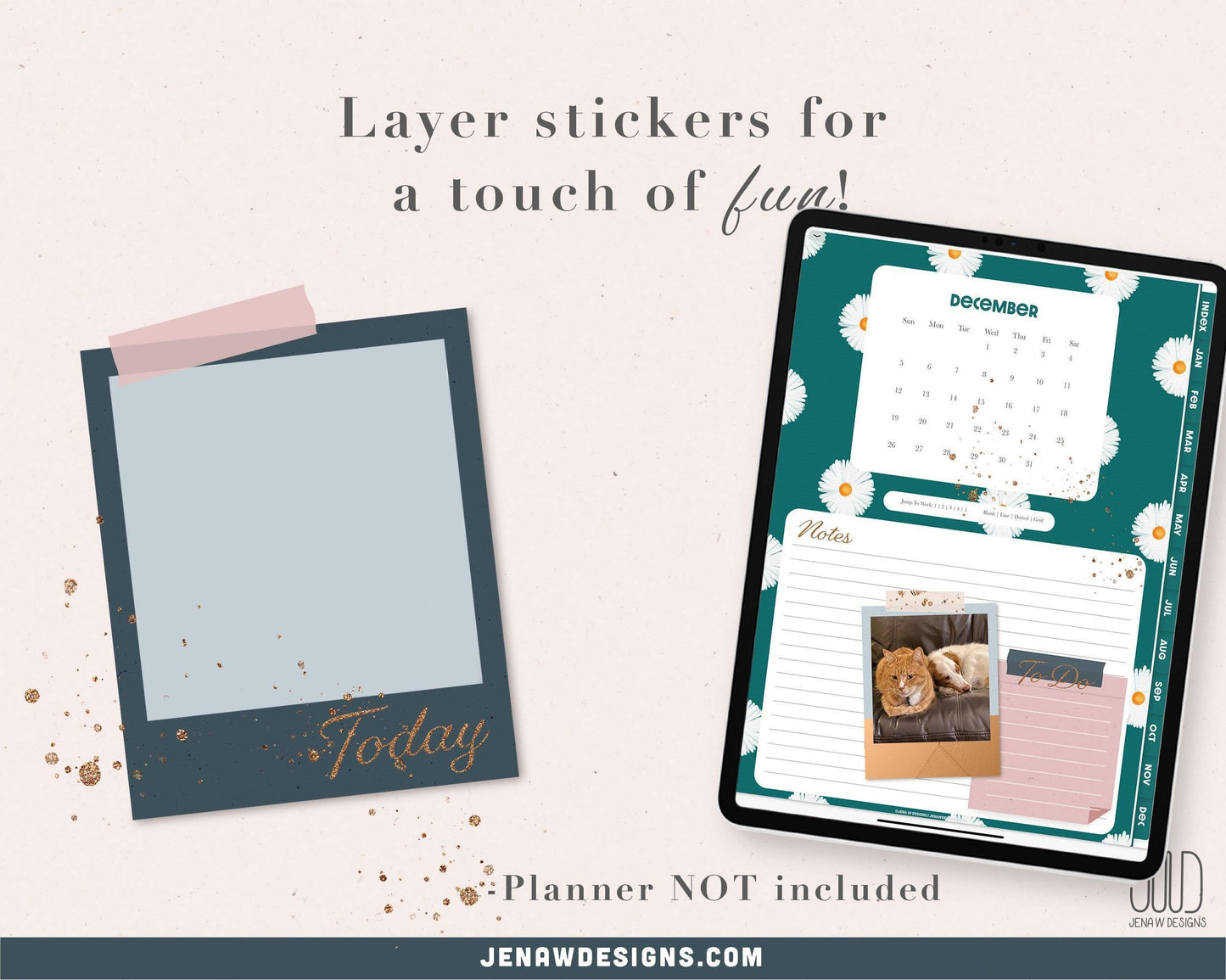Neutral & Gold Digital Planner Stickers - Jena W Designs
