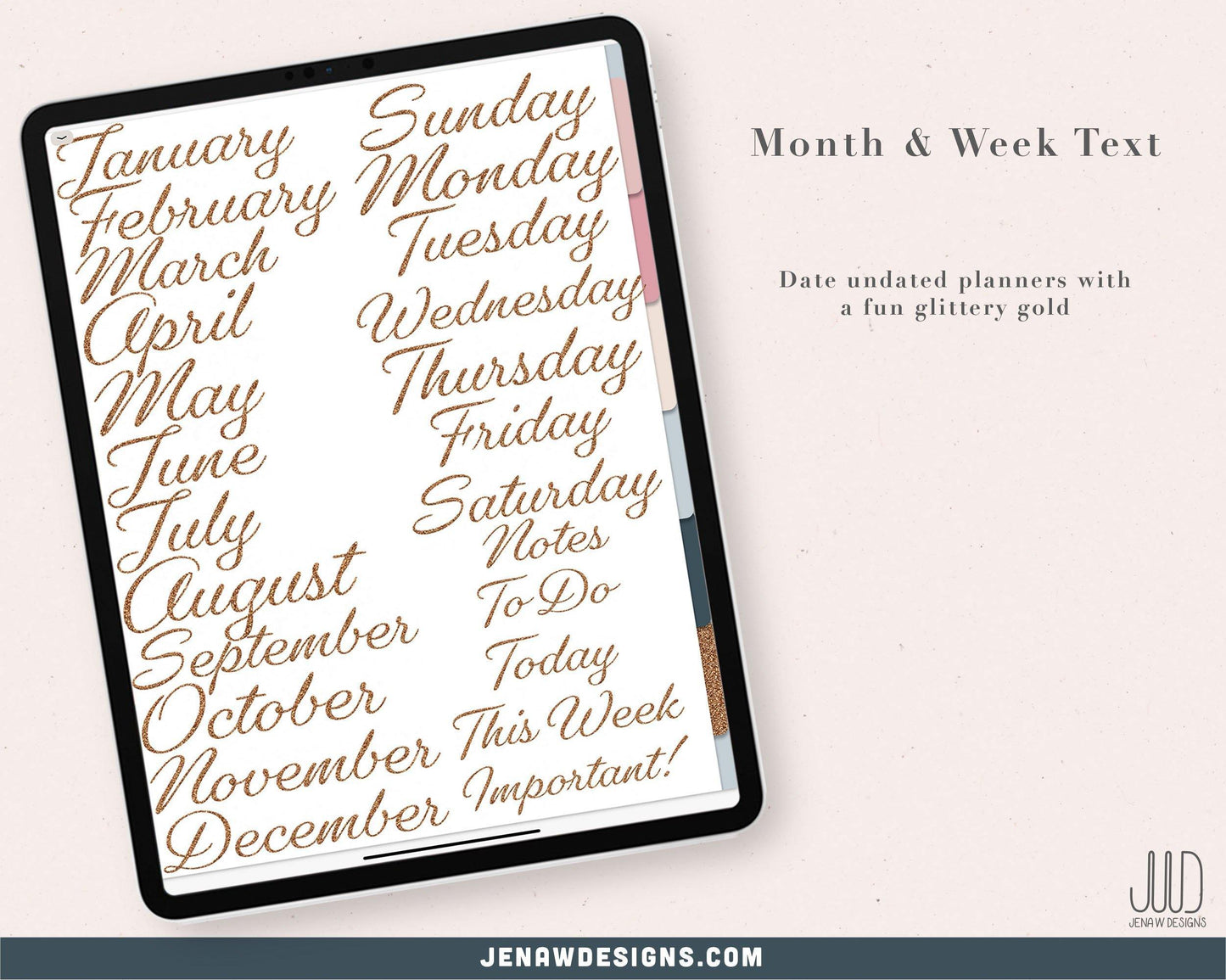 Neutral & Gold Digital Planner Stickers - Jena W Designs