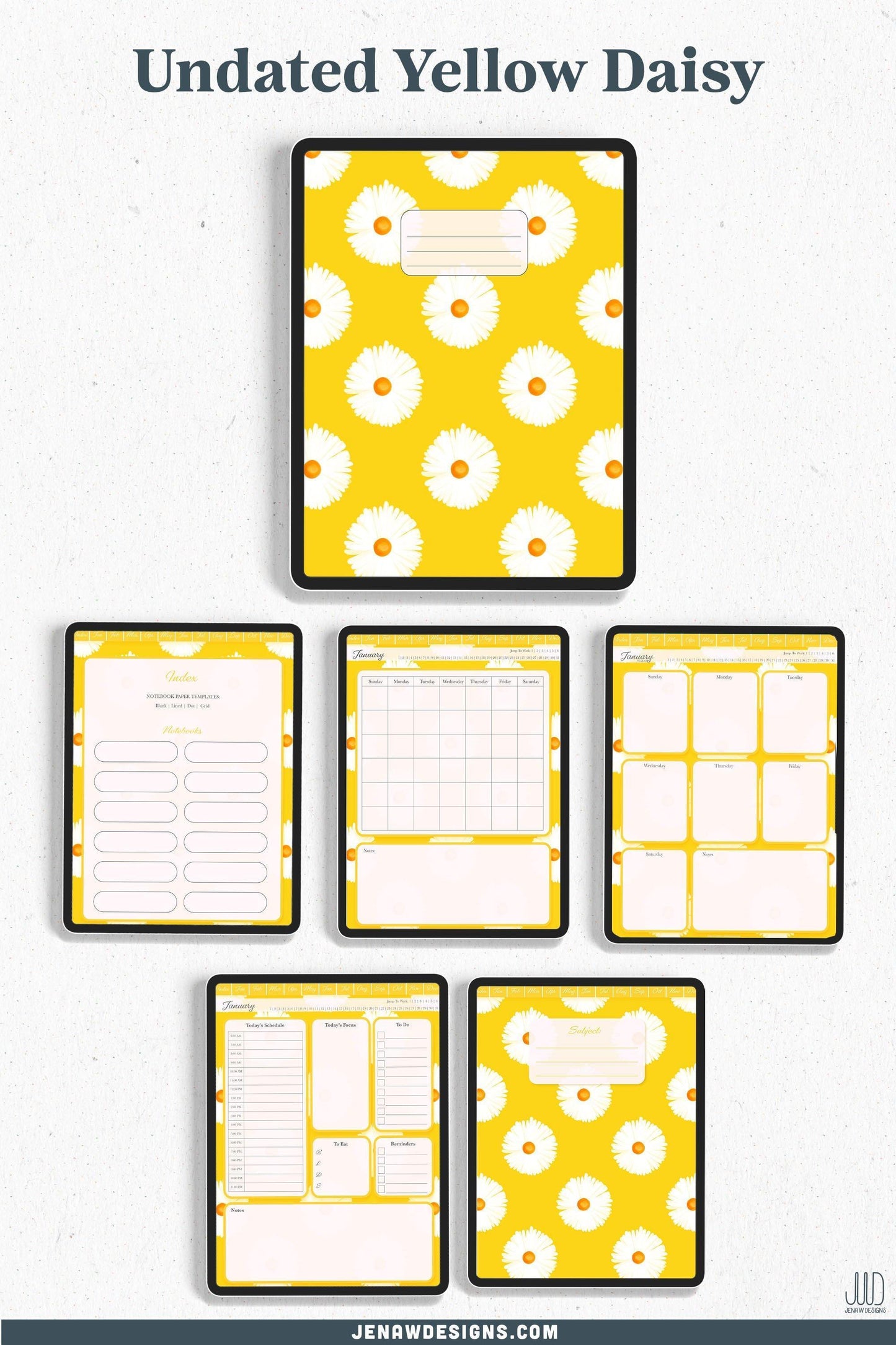 Undated Digital Planner | Vibrant Daisy Collection - Jena W Designs