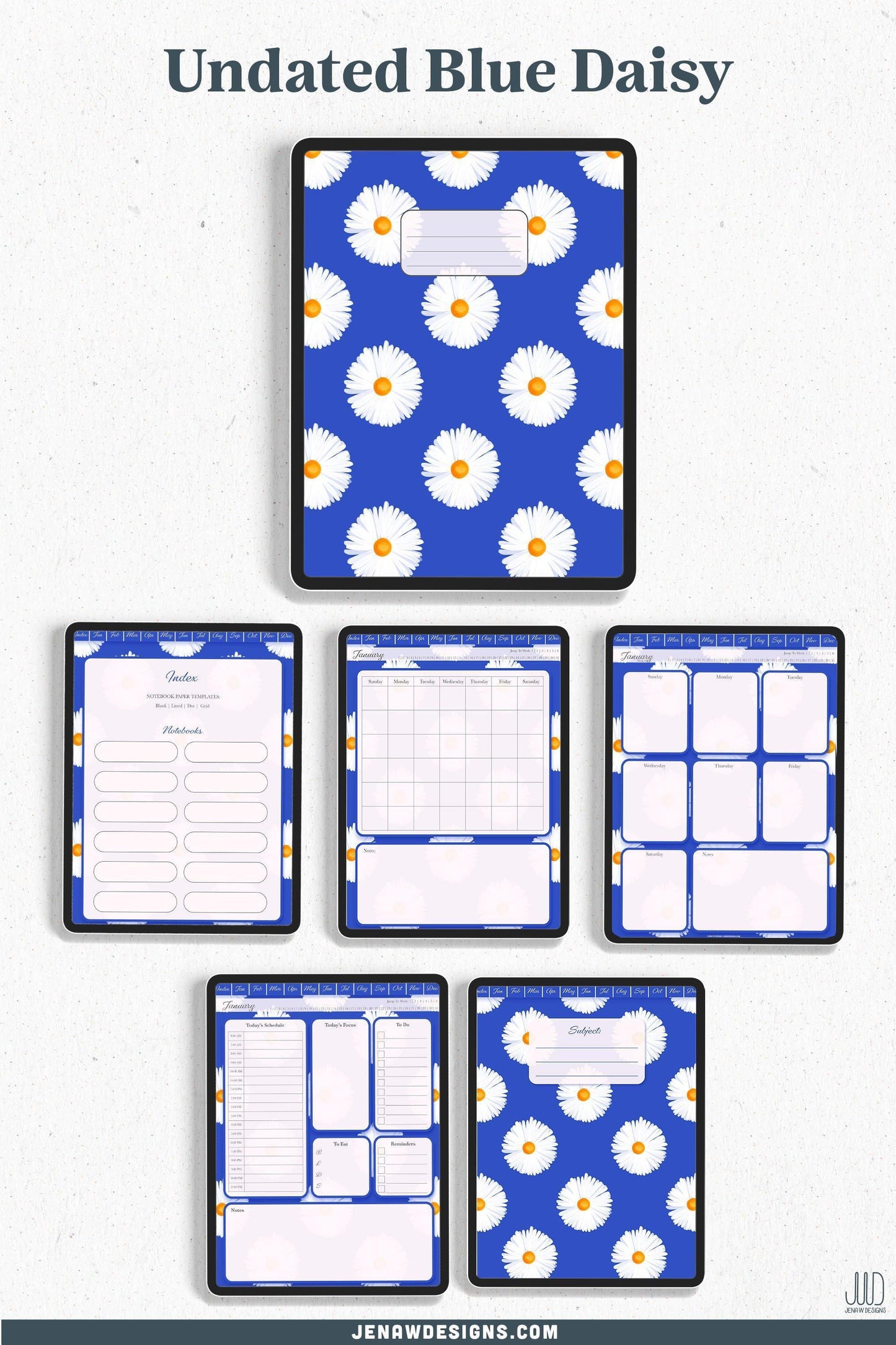 Undated Digital Planner | Vibrant Daisy Collection - Jena W Designs