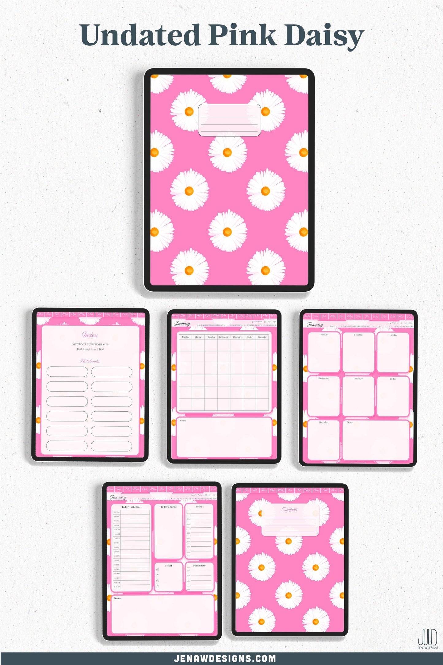 Undated Digital Planner | Vibrant Daisy Collection - Jena W Designs