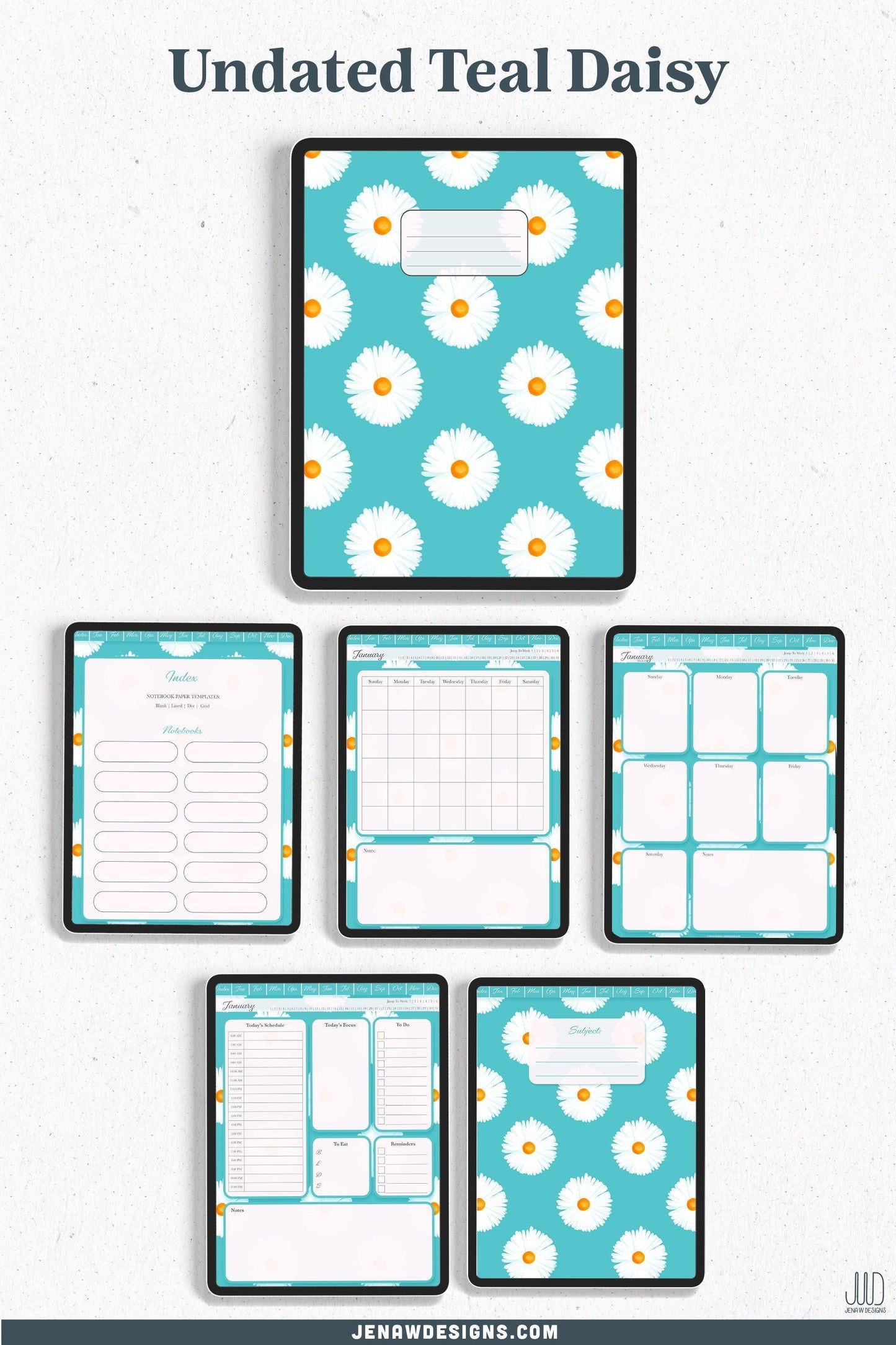 Undated Digital Planner | Vibrant Daisy Collection - Jena W Designs
