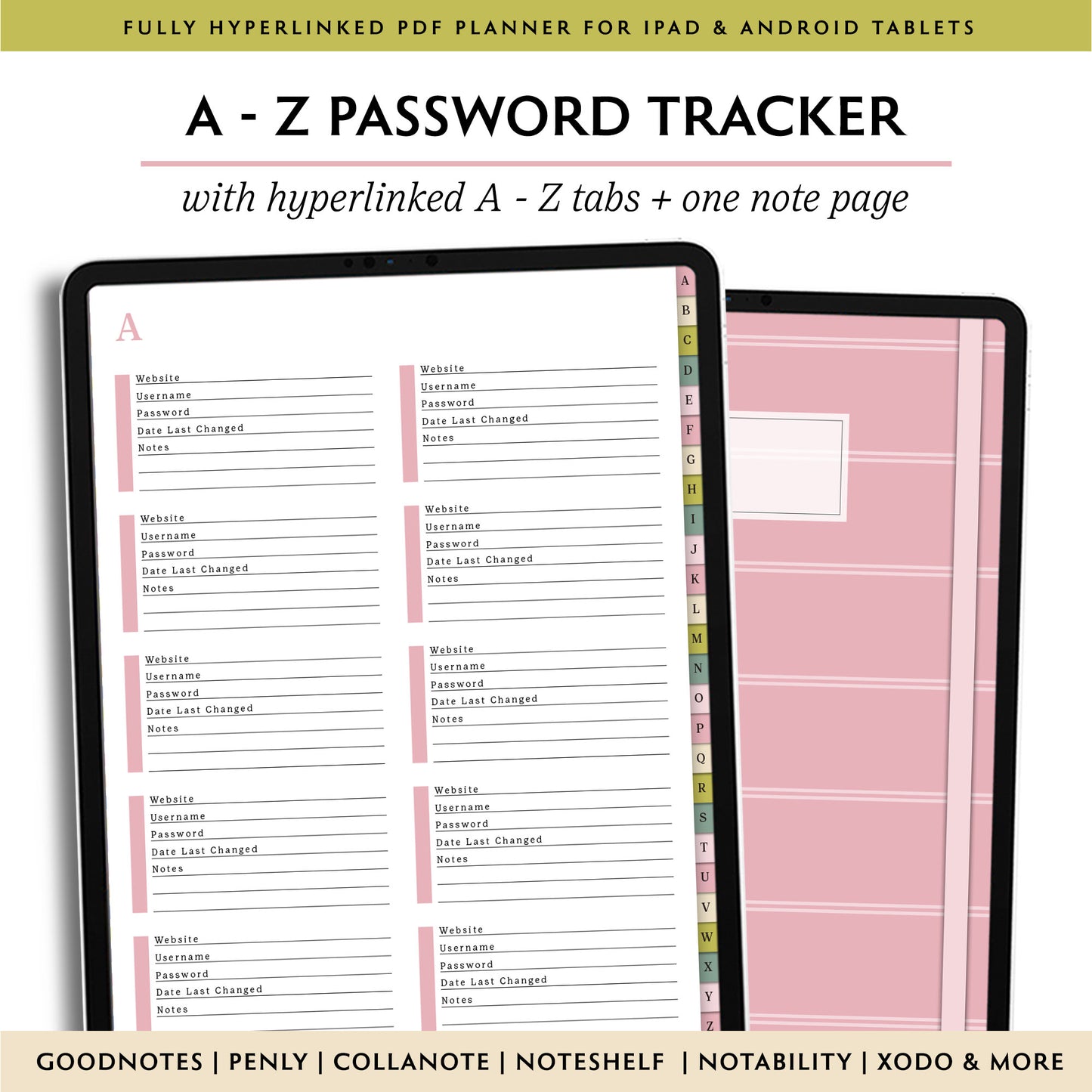 A-Z Tab Digital Password Book