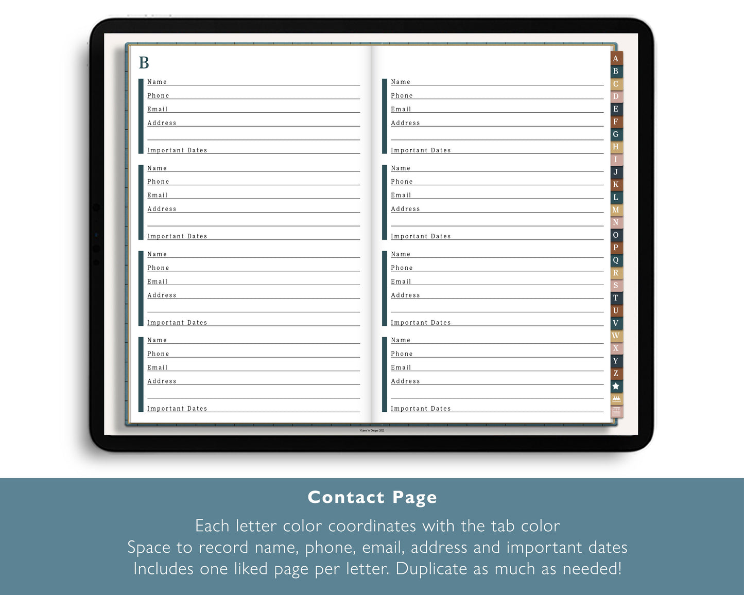 A-Z Digital Address Book | Realistic Landscape Contact Journal