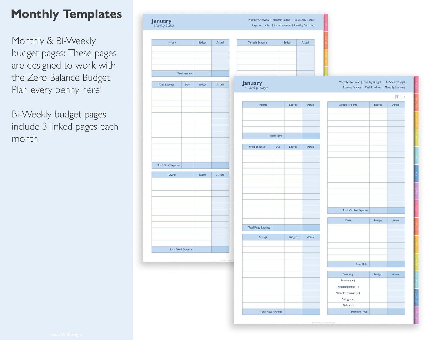 Undated Digital Budget Planner - Jena W Designs