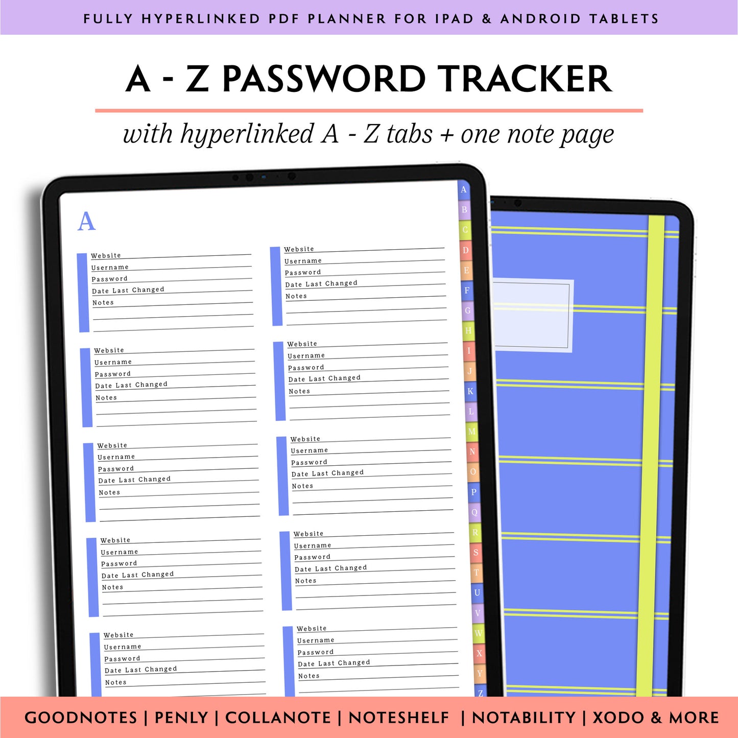 A-Z Tab Digital Password Book