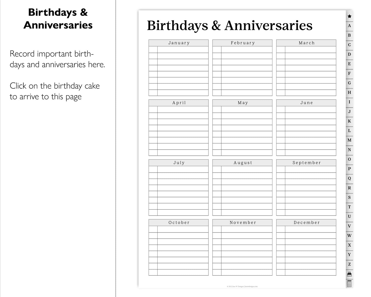 Minimal Digital Address Book | Hyperlinked PDF Contact Book