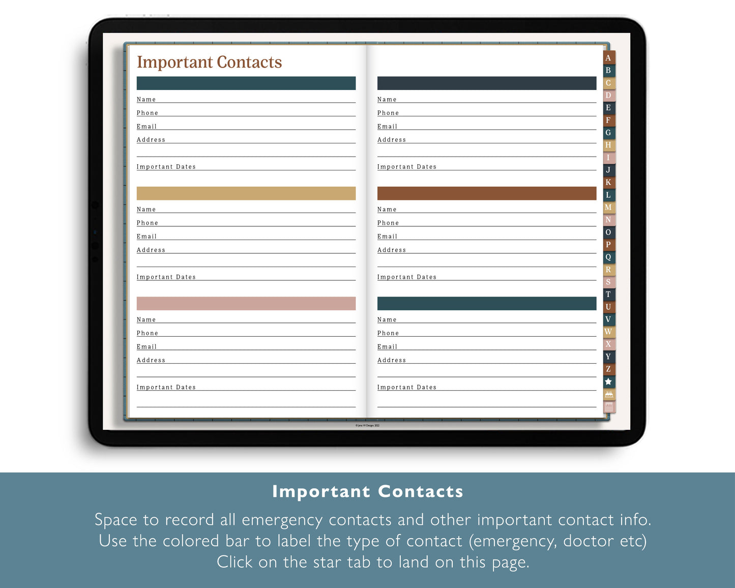 A-Z Digital Address Book | Realistic Landscape Contact Journal