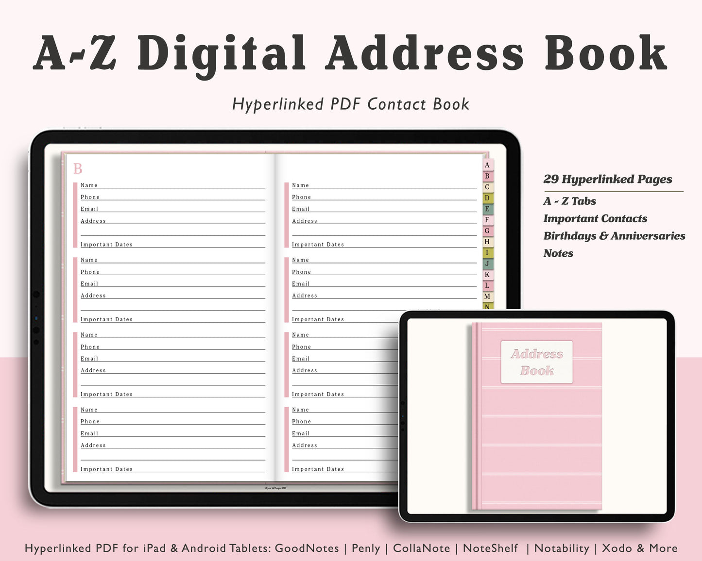 A-Z Digital Address Book | Realistic Landscape Contact Journal