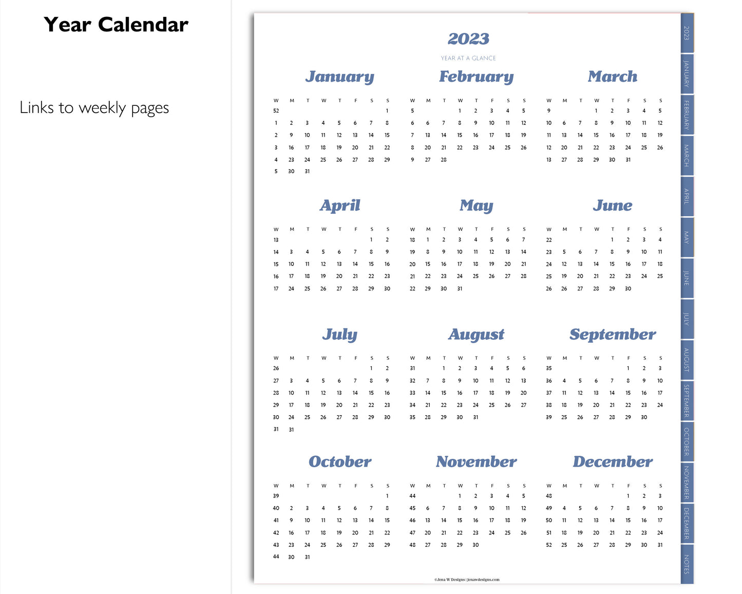 2023 Minimal Modern Weekly Planner | Simple Digital Planner | Vertical