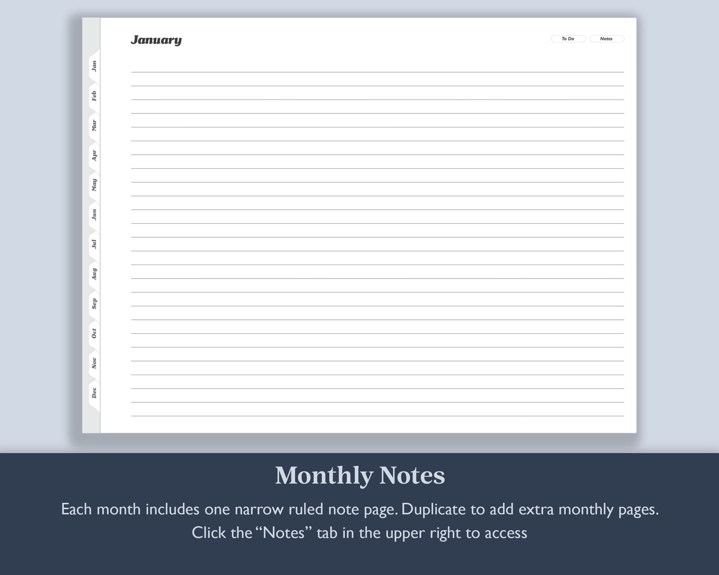 Undated Monthly Weekly Planner with To Do Lists | for e-ink Devices
