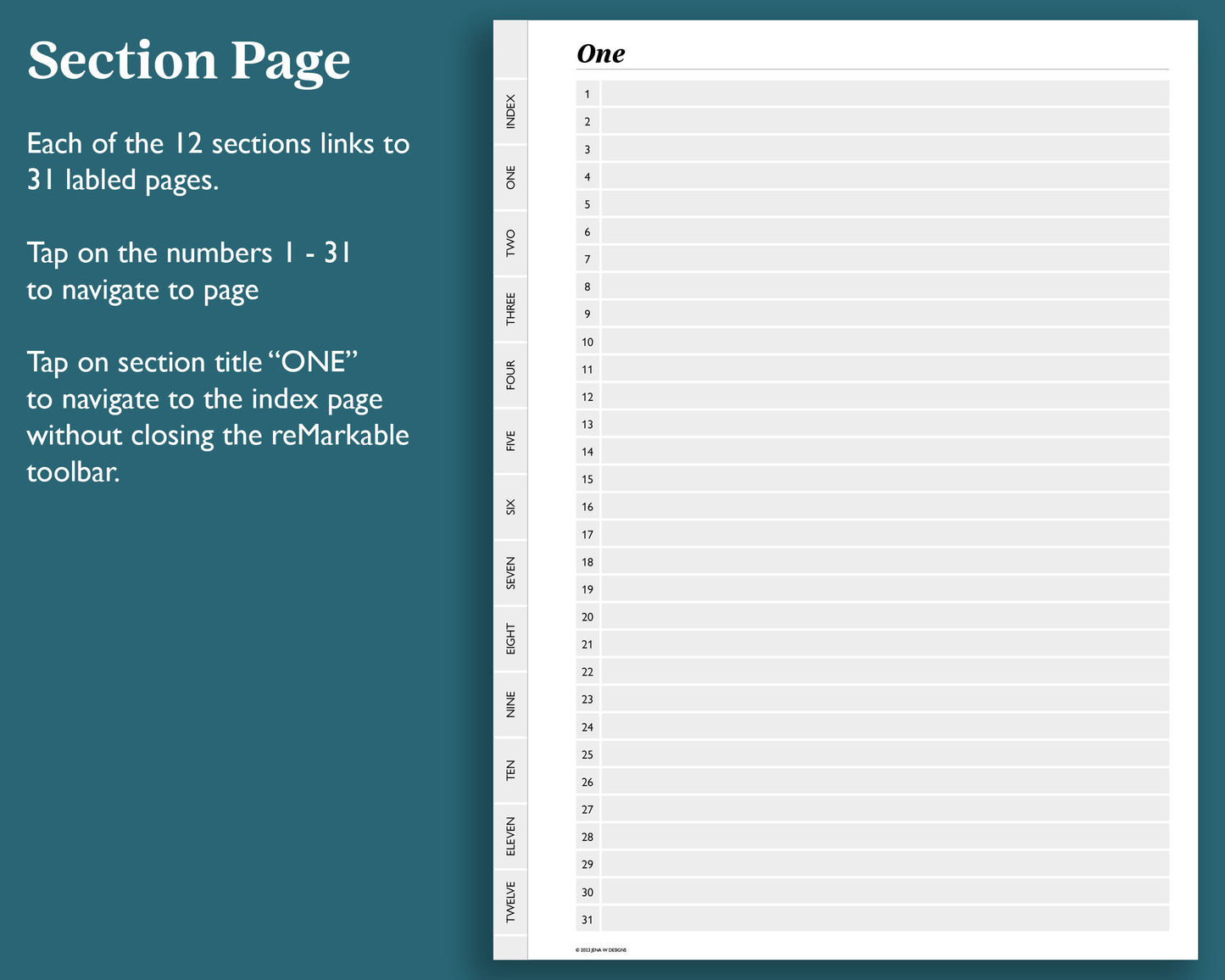 12 Section Notebook | for e-ink Devices