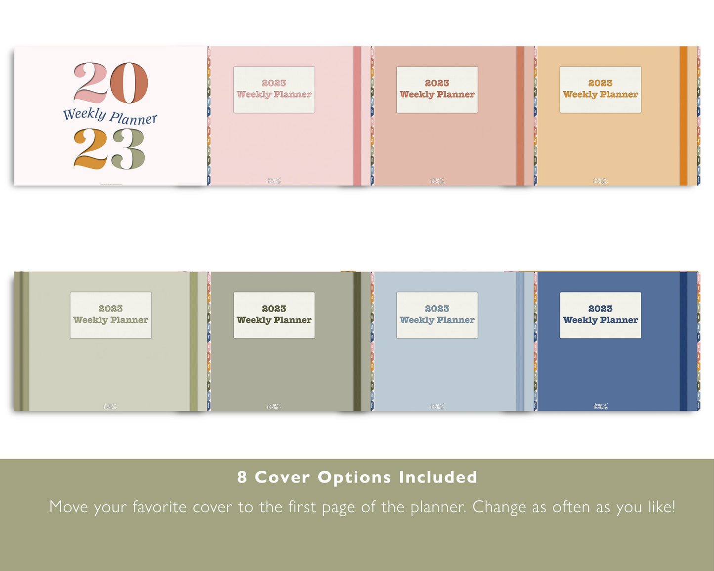 2023 Monthly + Weekly Digital Planner With 24 Custom Sections | Weekly Landscape Agenda