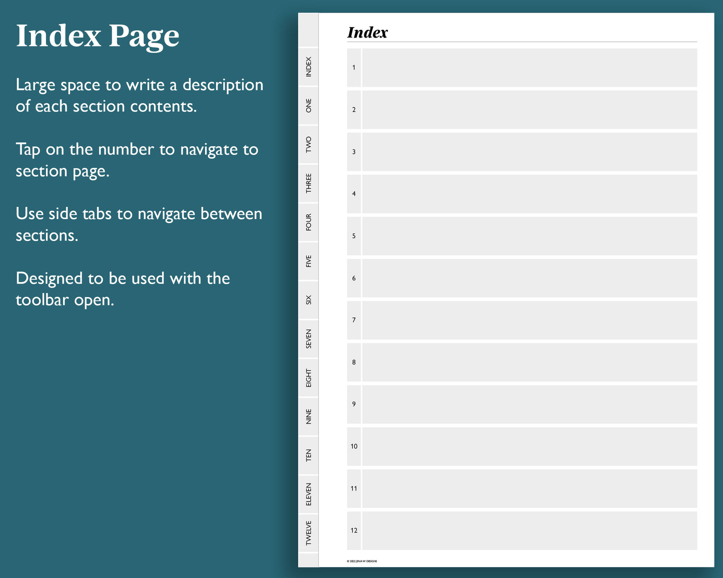 12 Section Notebook | for e-ink Devices