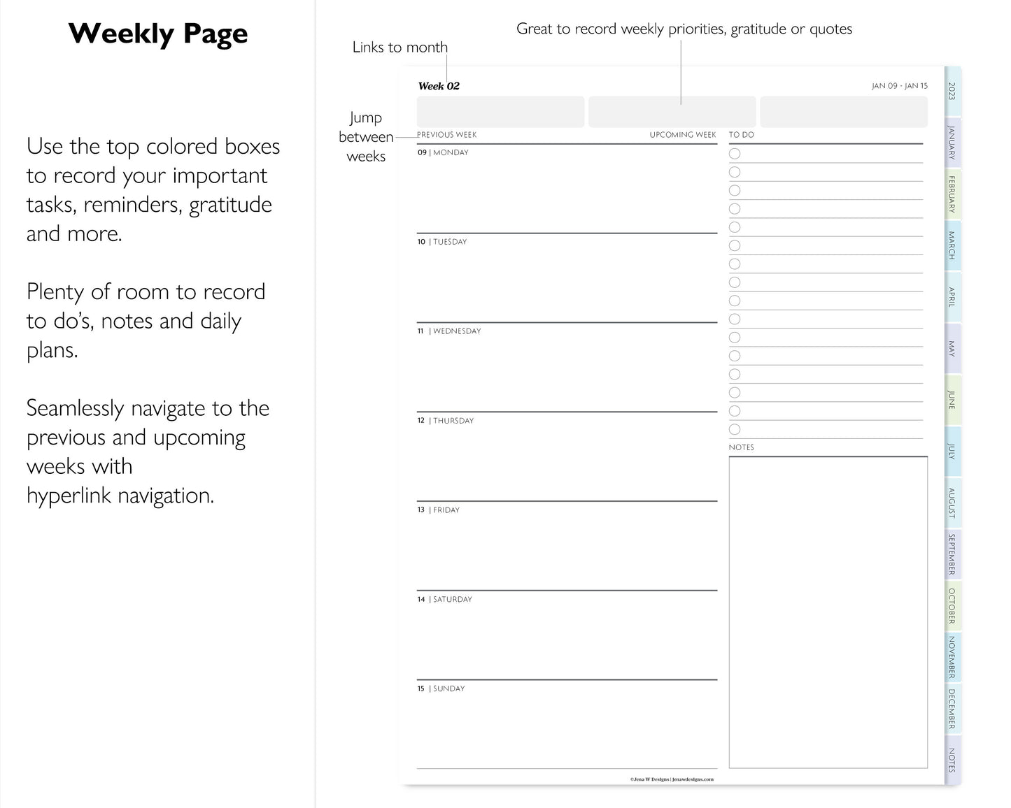 2023 Minimal Modern Weekly Planner | Simple Digital Planner | Vertical