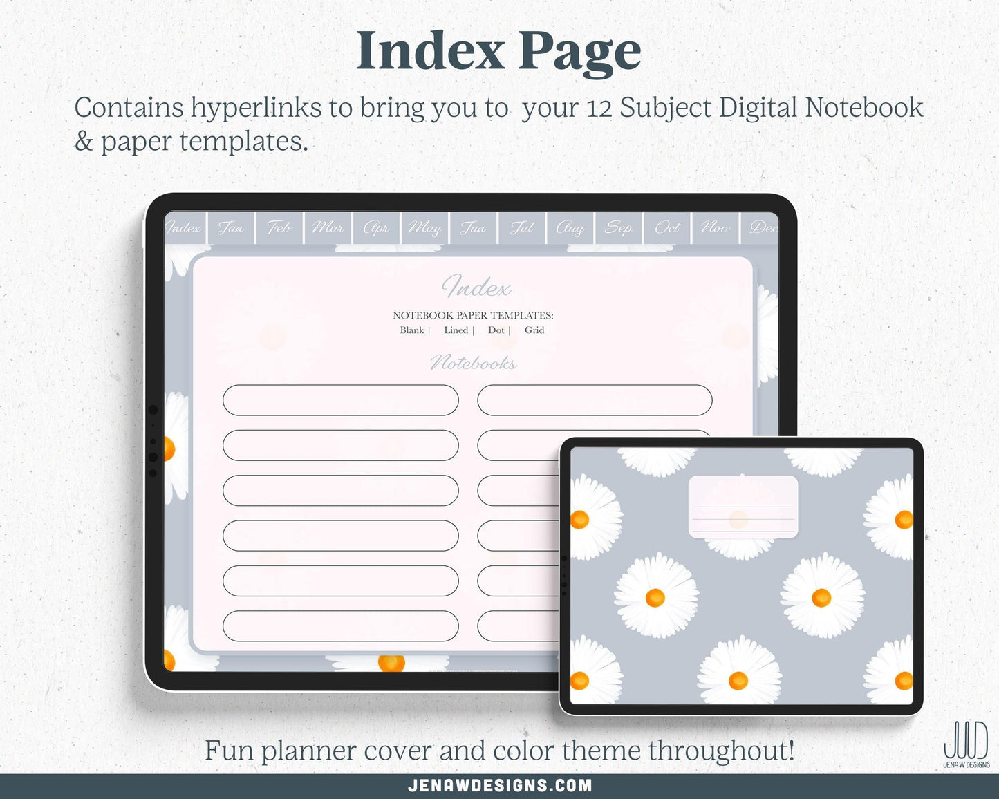 Undated Digital Planner | Vibrant Daisy Collection - Jena W Designs