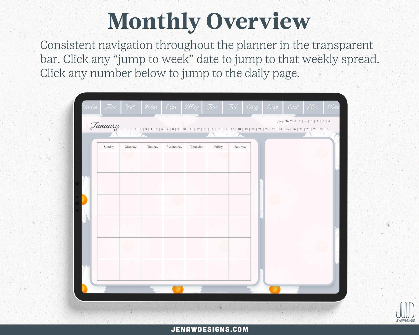 Undated Digital Planner | Vibrant Daisy Collection - Jena W Designs