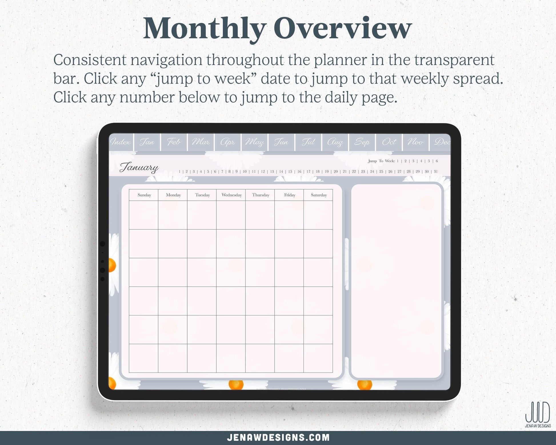 Undated Digital Planner | Vibrant Daisy Collection - Jena W Designs