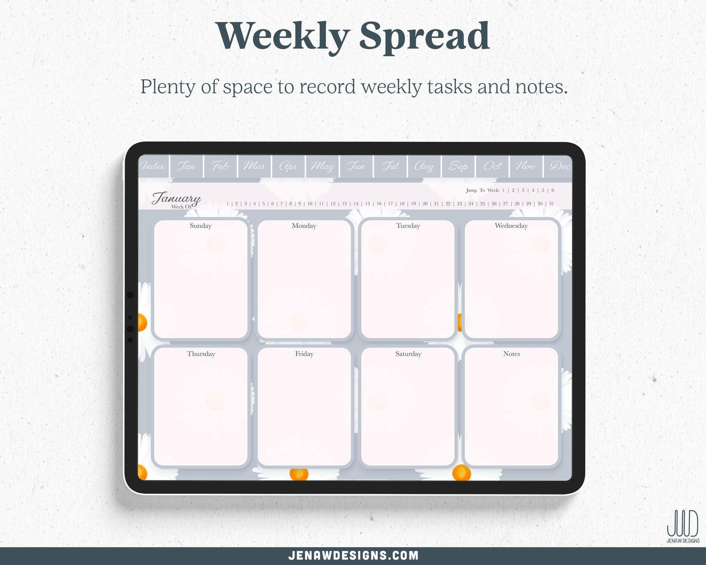 Undated Digital Planner | Vibrant Daisy Collection - Jena W Designs