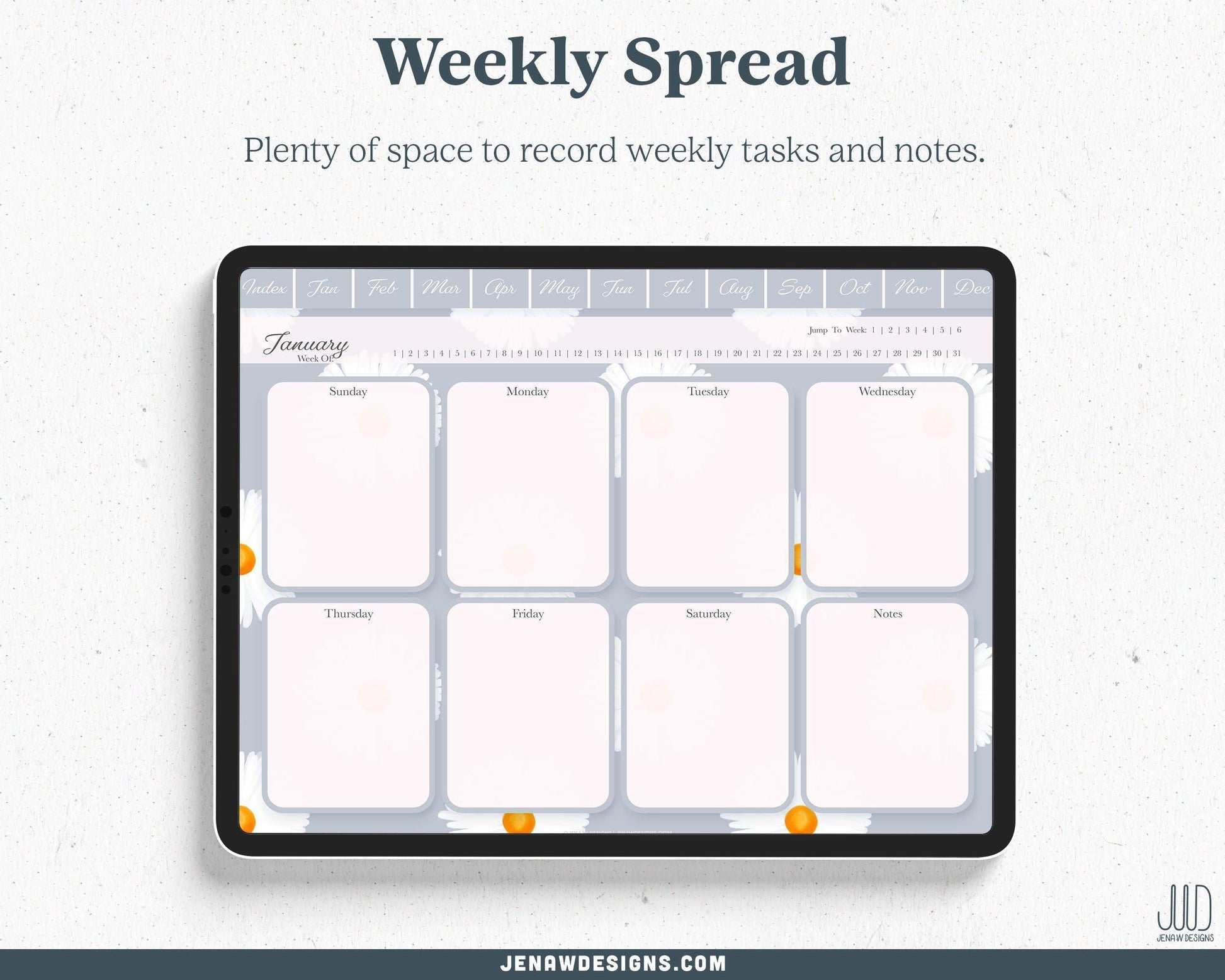 Undated Digital Planner | Vibrant Daisy Collection - Jena W Designs