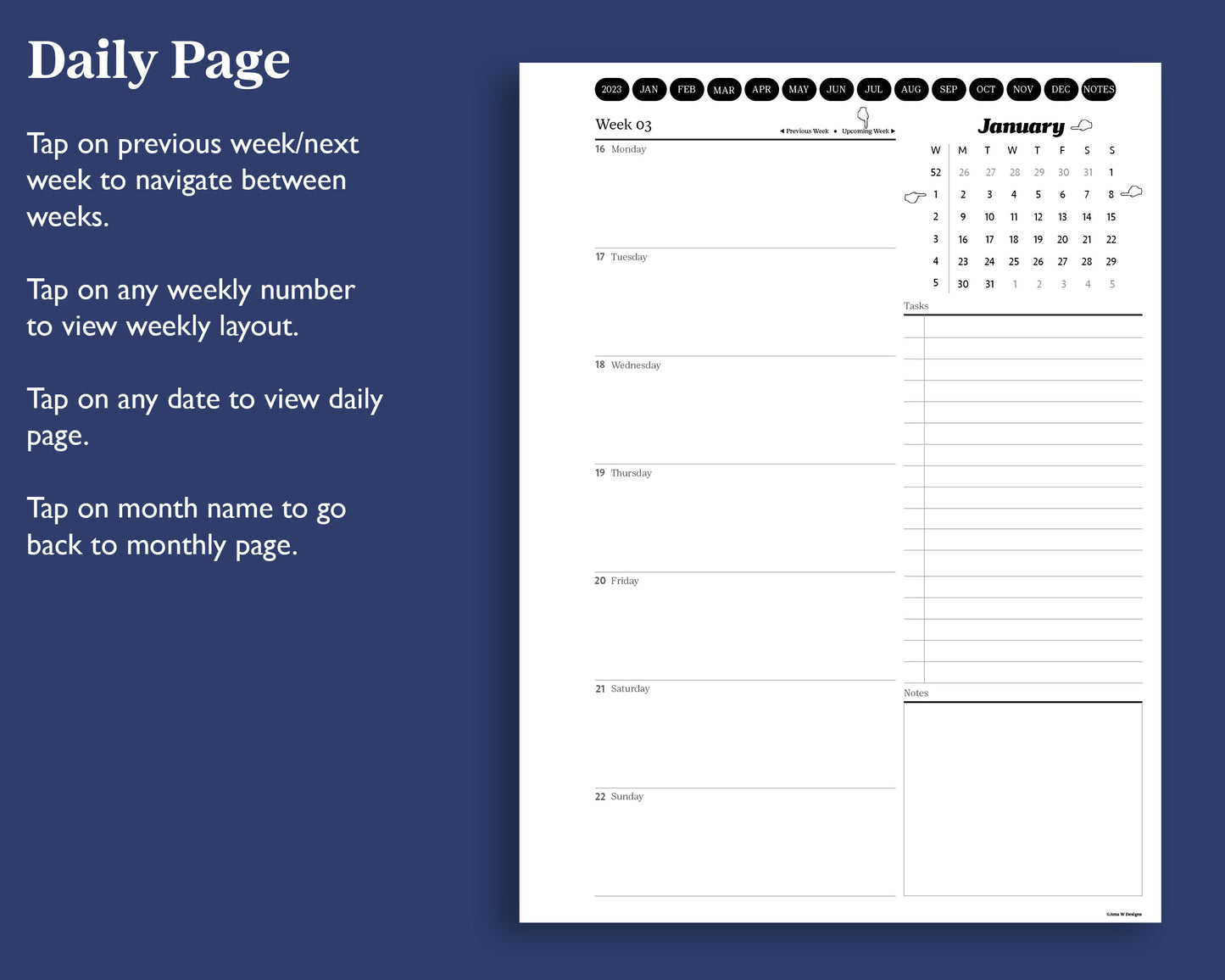 2023 Daily Planner + 60 Section Notebook | for e-ink Devices