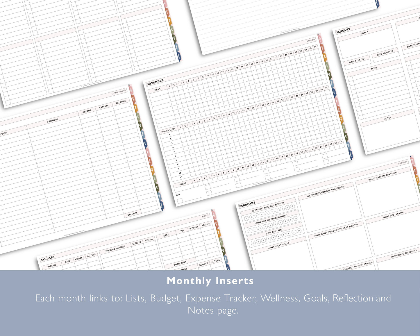 2023 Monthly + Weekly + Daily Digital Planner With 24 Custom Sections | Weekly Landscape Agenda
