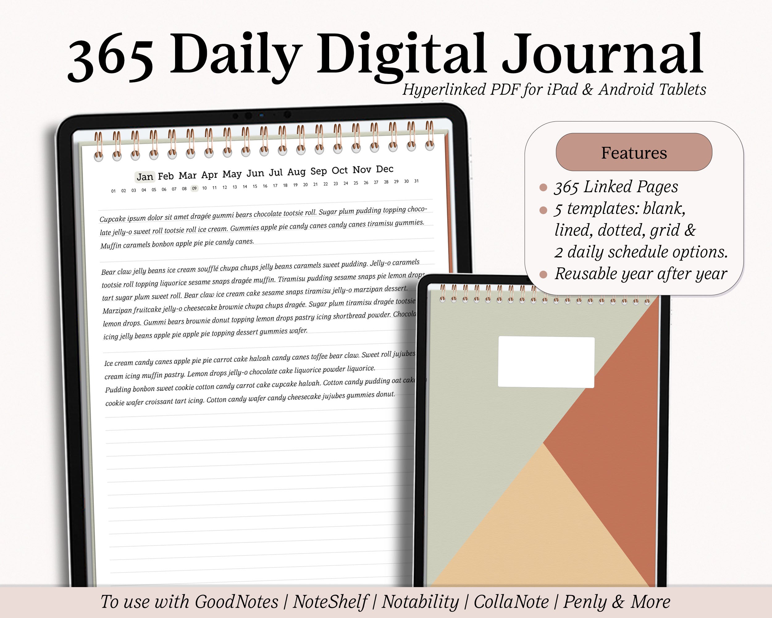 Undated Daily Digital Journal | Realistic 365 Journal – Jena W Designs
