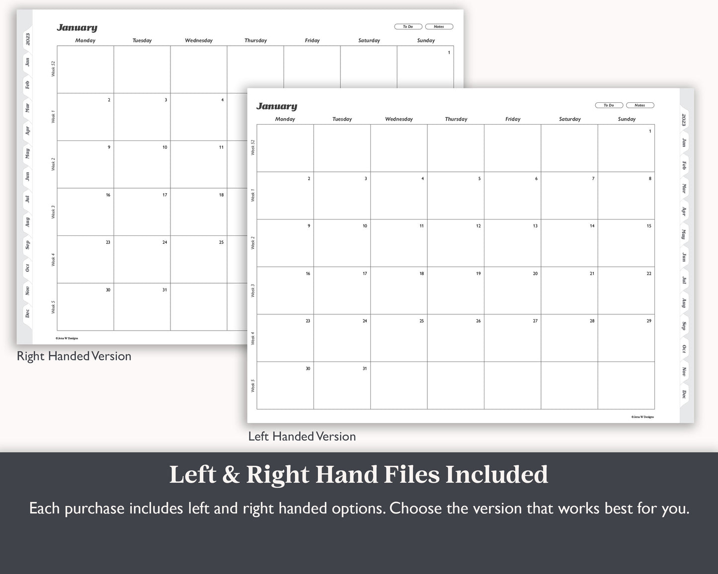 2023 Monthly Weekly Planner with To Do Lists | Landscape Planner for e-ink Devices