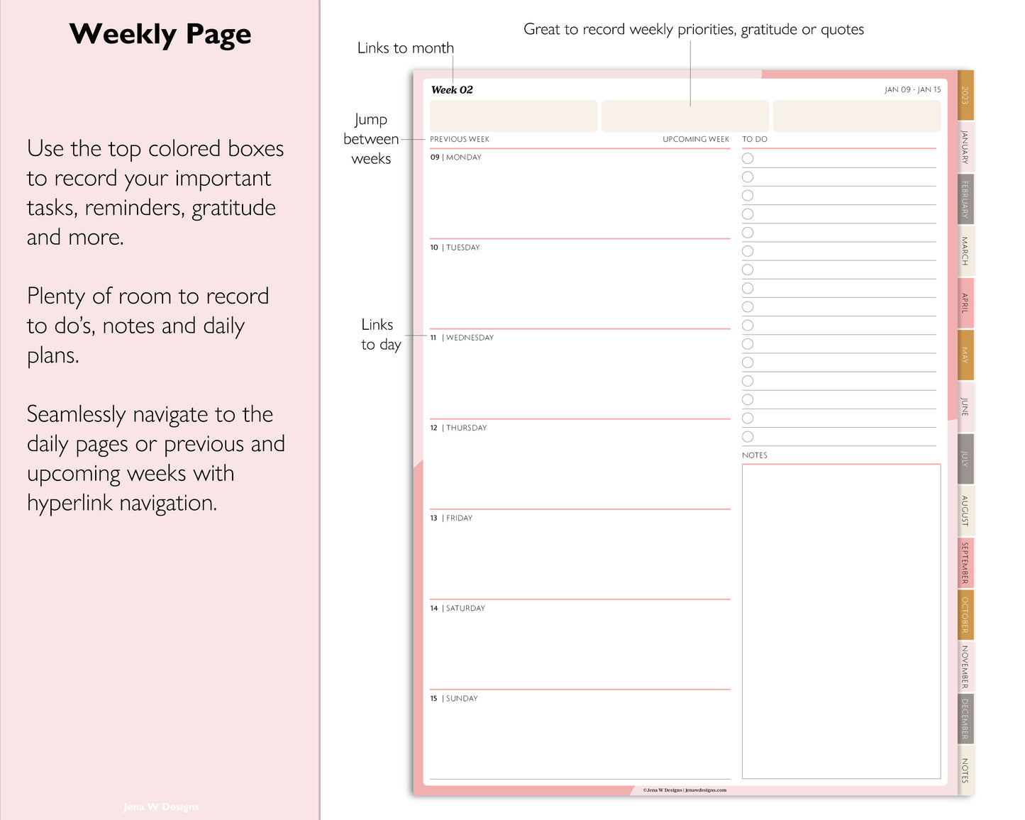 2023 Minimal Modern Daily Planner | Simple Digital Planner | Vertical