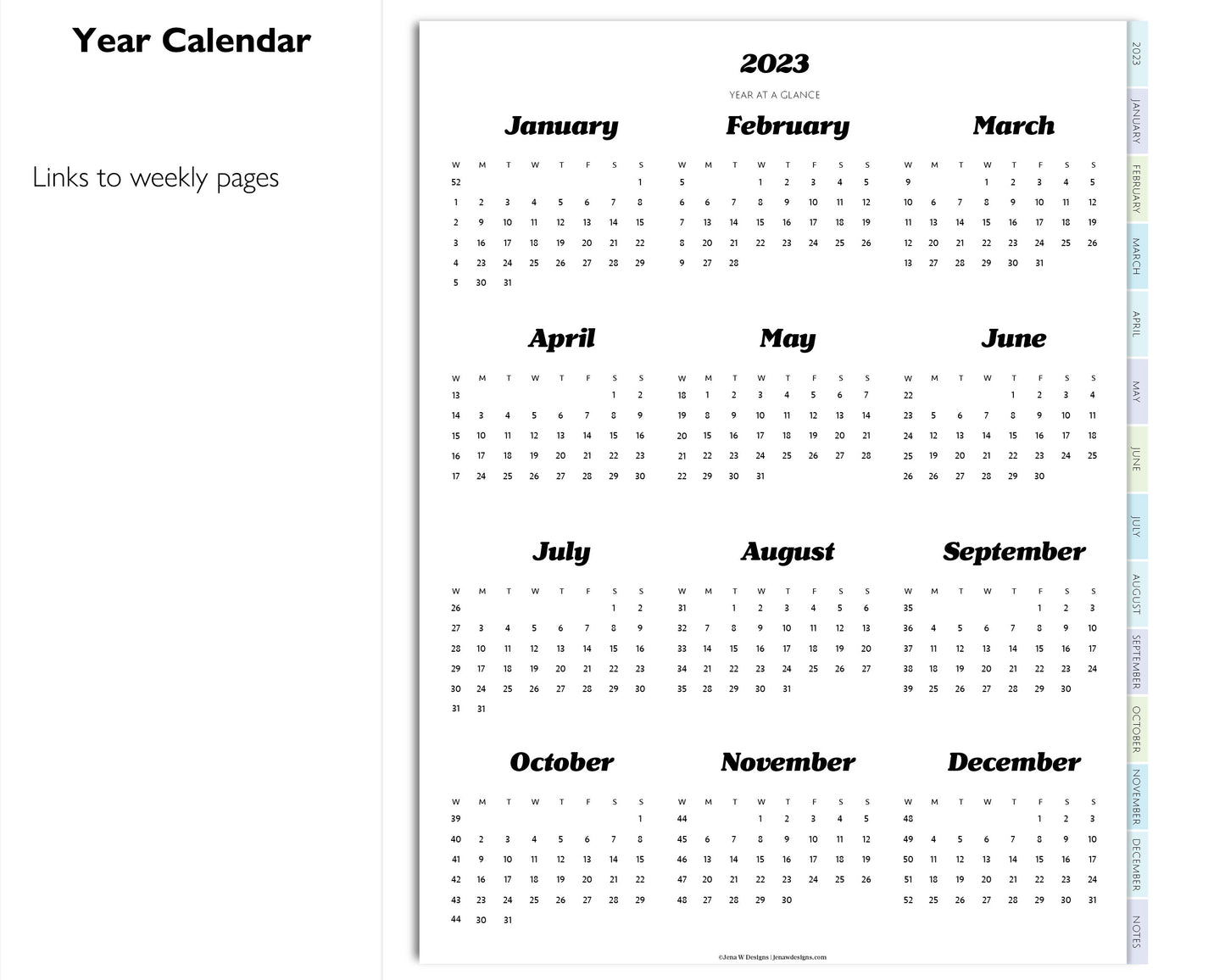 2023 Minimal Modern Weekly Planner | Simple Digital Planner | Vertical