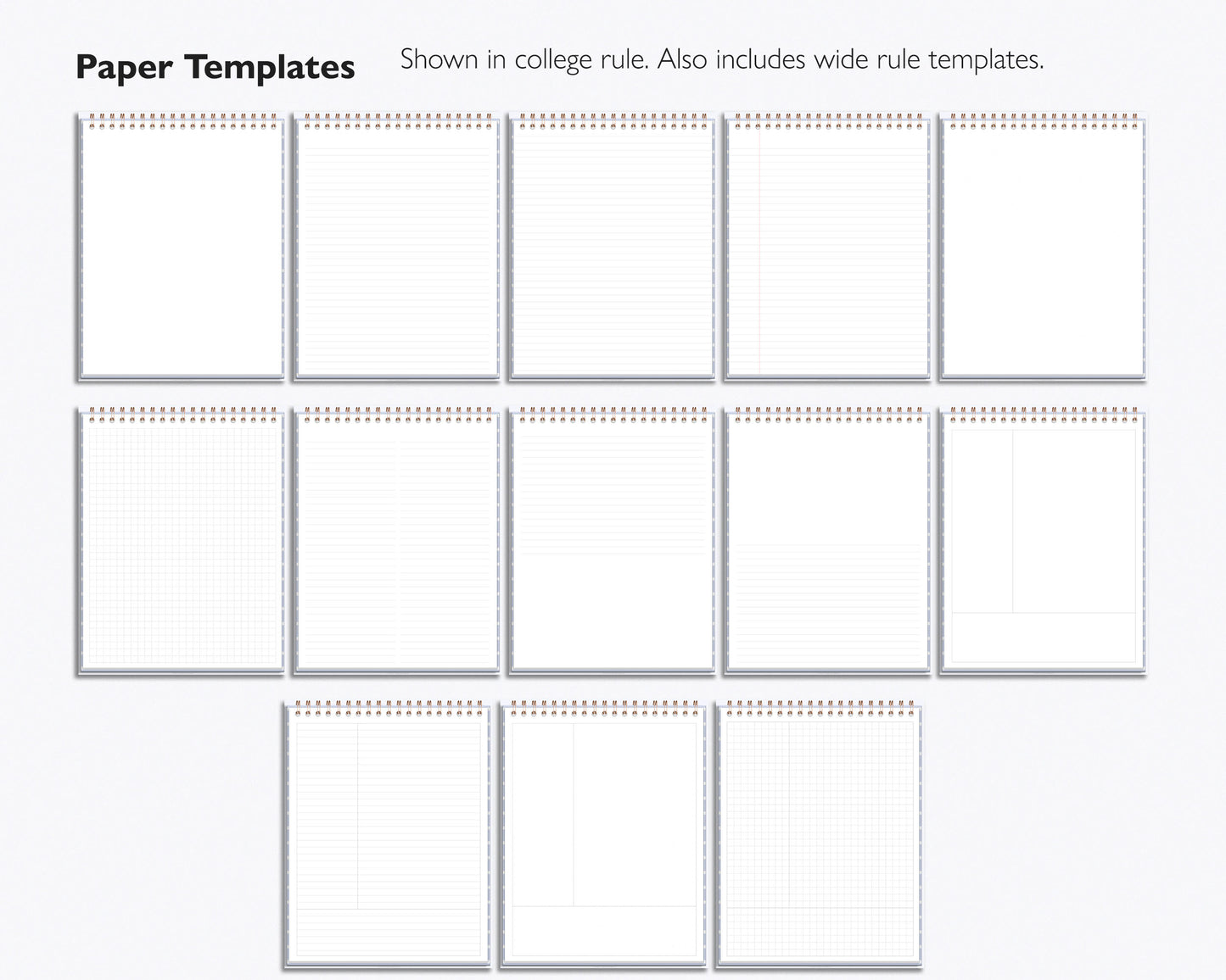 24 Subject Notebook | Multiple Paper & Planning Templates | Realistic Notepad
