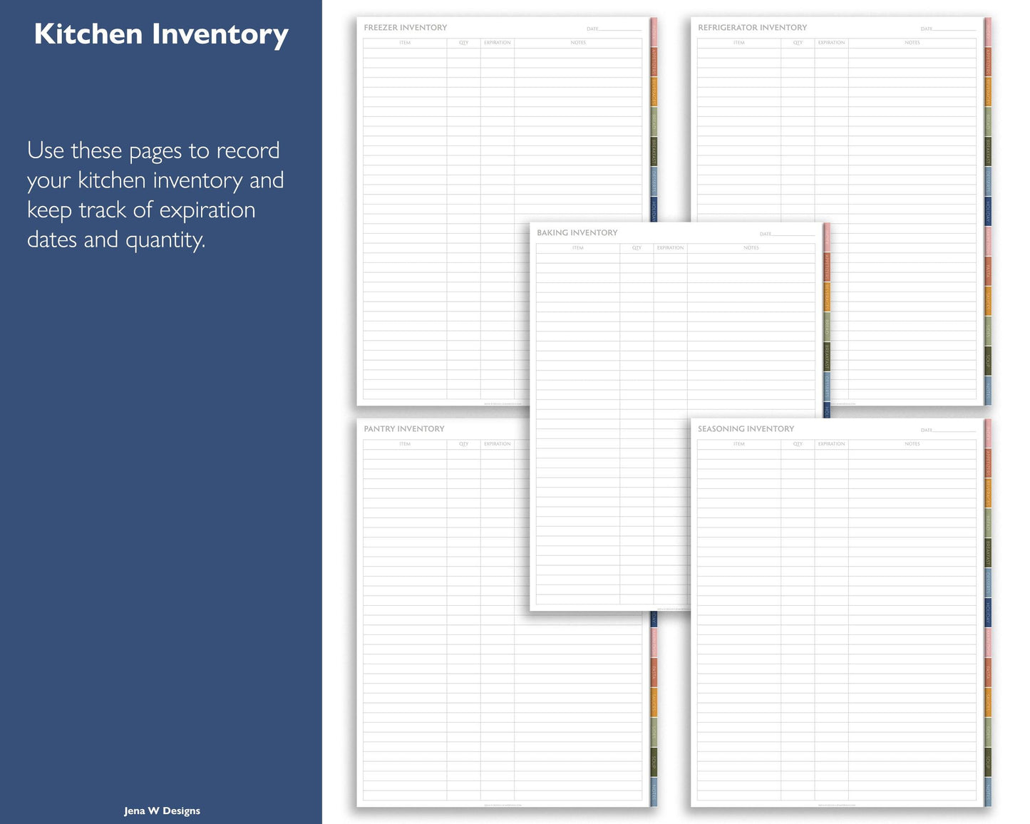 Digital Recipe Book with Meal Planner and Grocery List | Hyperlinked PDF Cookbook - Jena W Designs