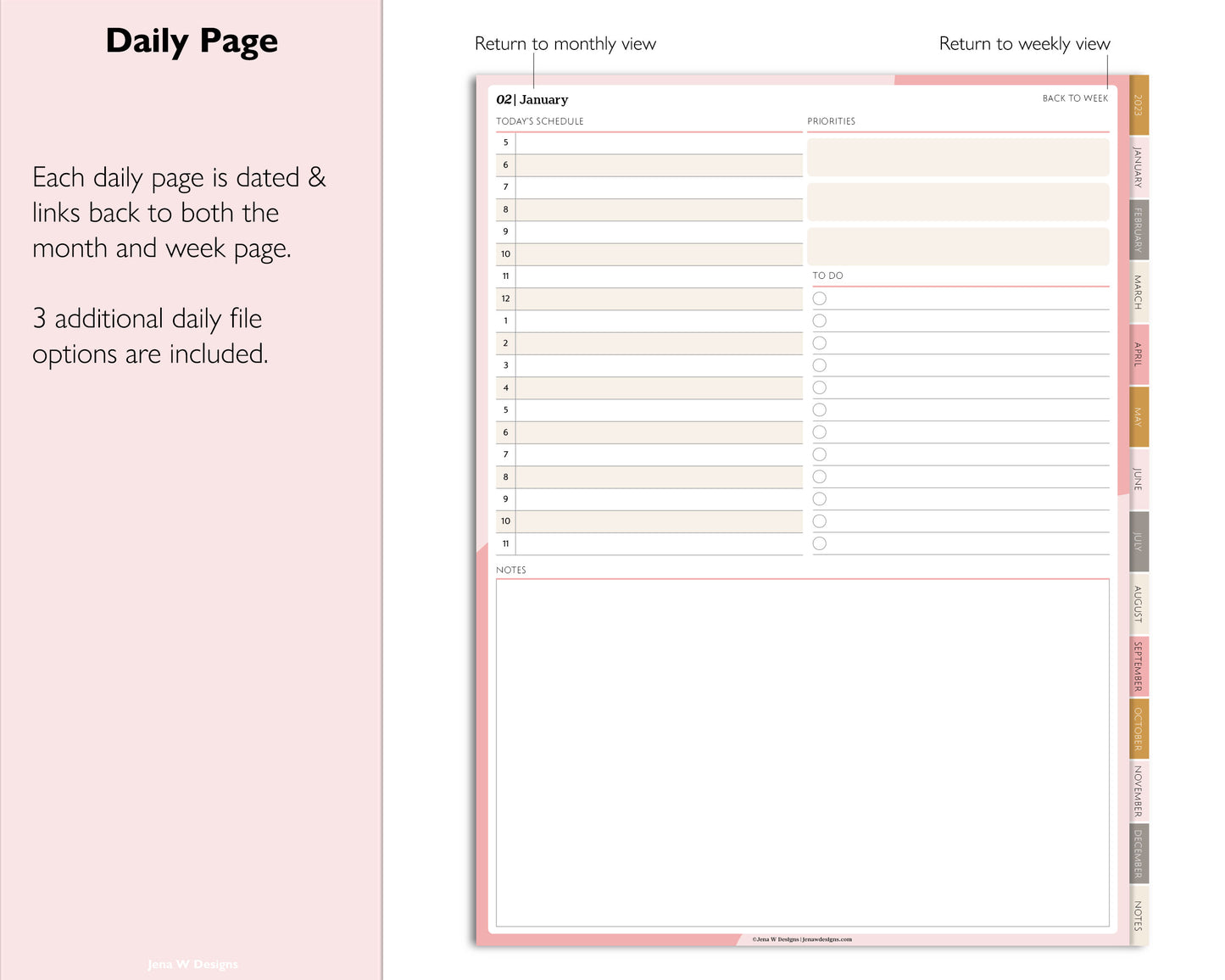 2023 Minimal Modern Daily Planner | Simple Digital Planner | Vertical