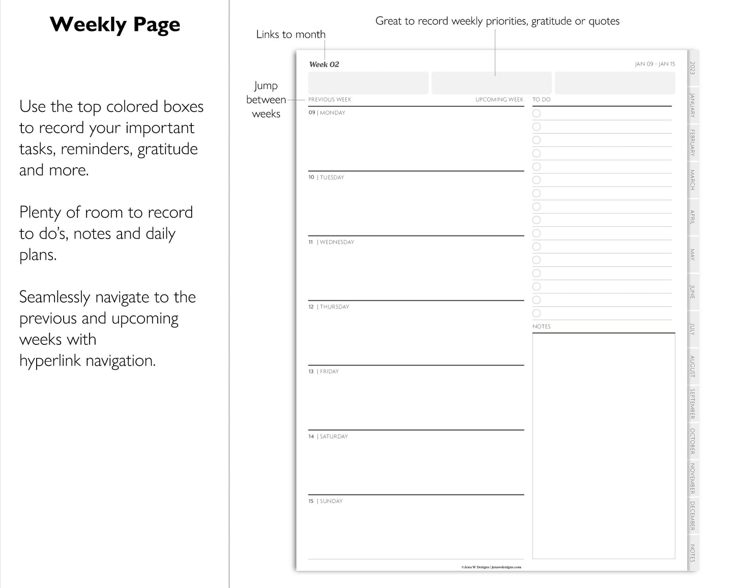 2023 Minimal Modern Weekly Planner | Simple Digital Planner | Vertical