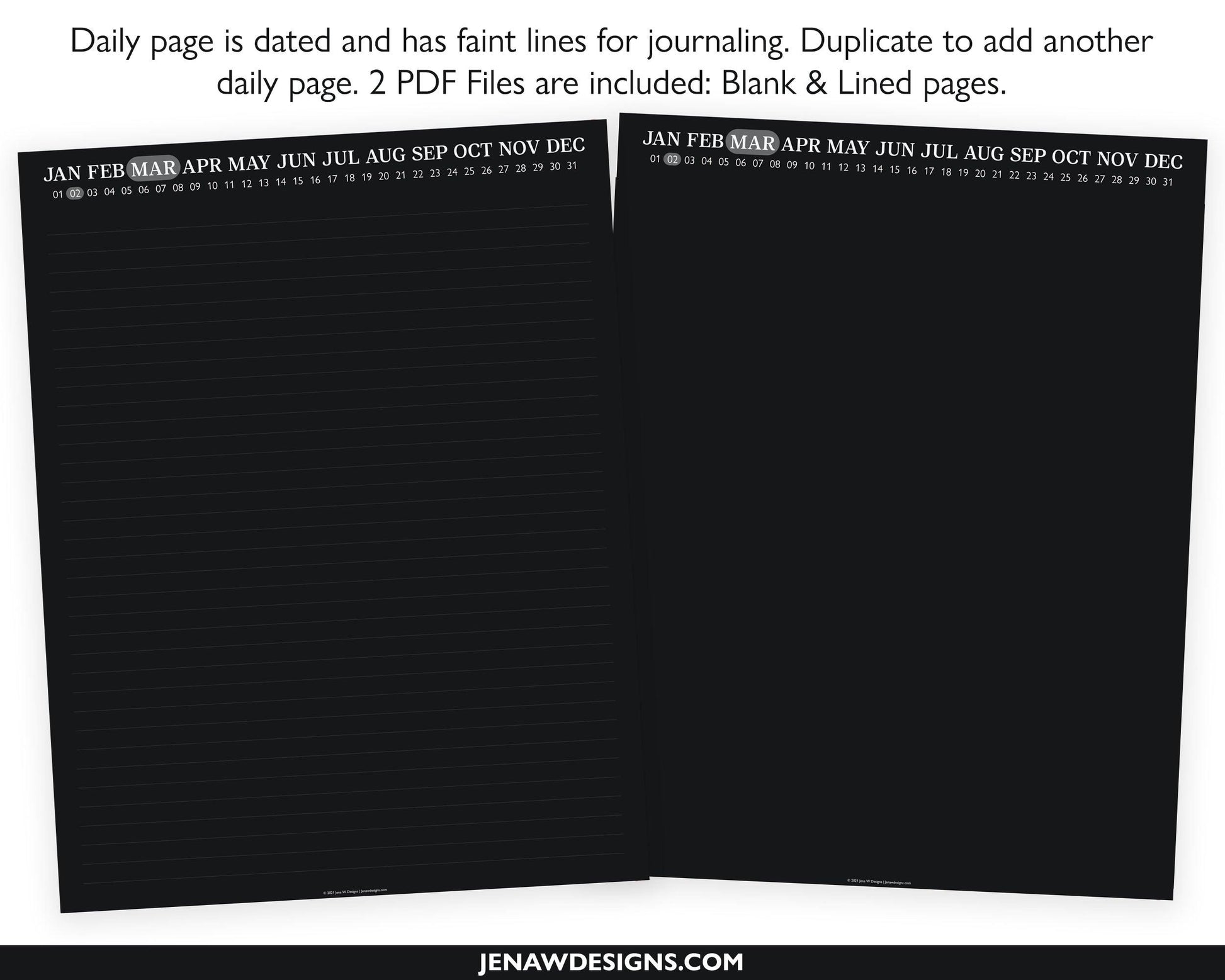 Daily Journal | Undated Dark Mode - Jena W Designs