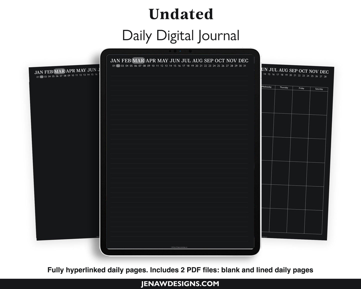 Daily Journal | Undated Dark Mode - Jena W Designs