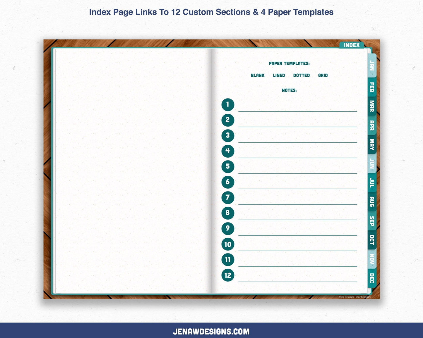 Undated Weekly Digital Planner with Flip Tabs - Jena W Designs