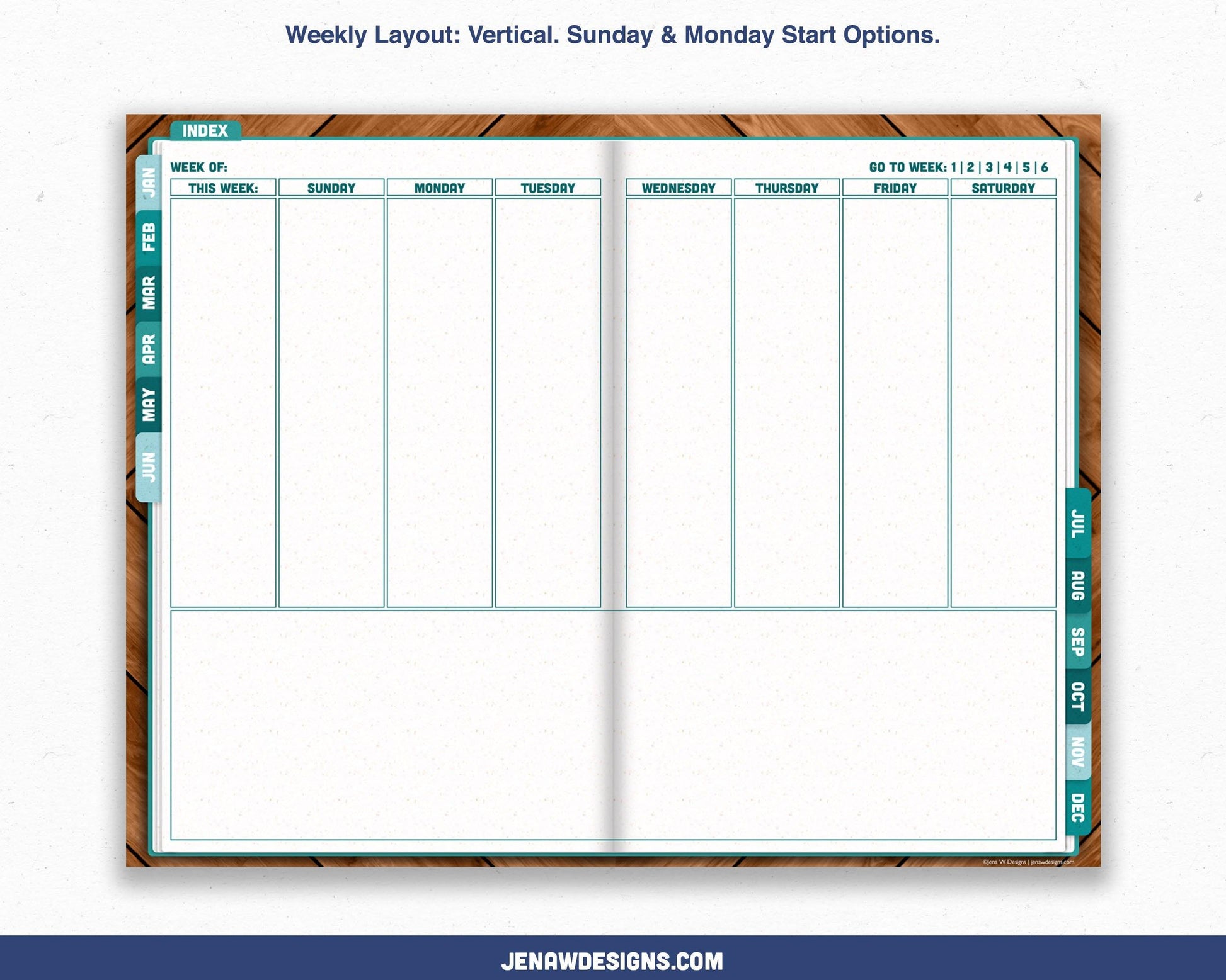 Undated Weekly Digital Planner with Flip Tabs - Jena W Designs