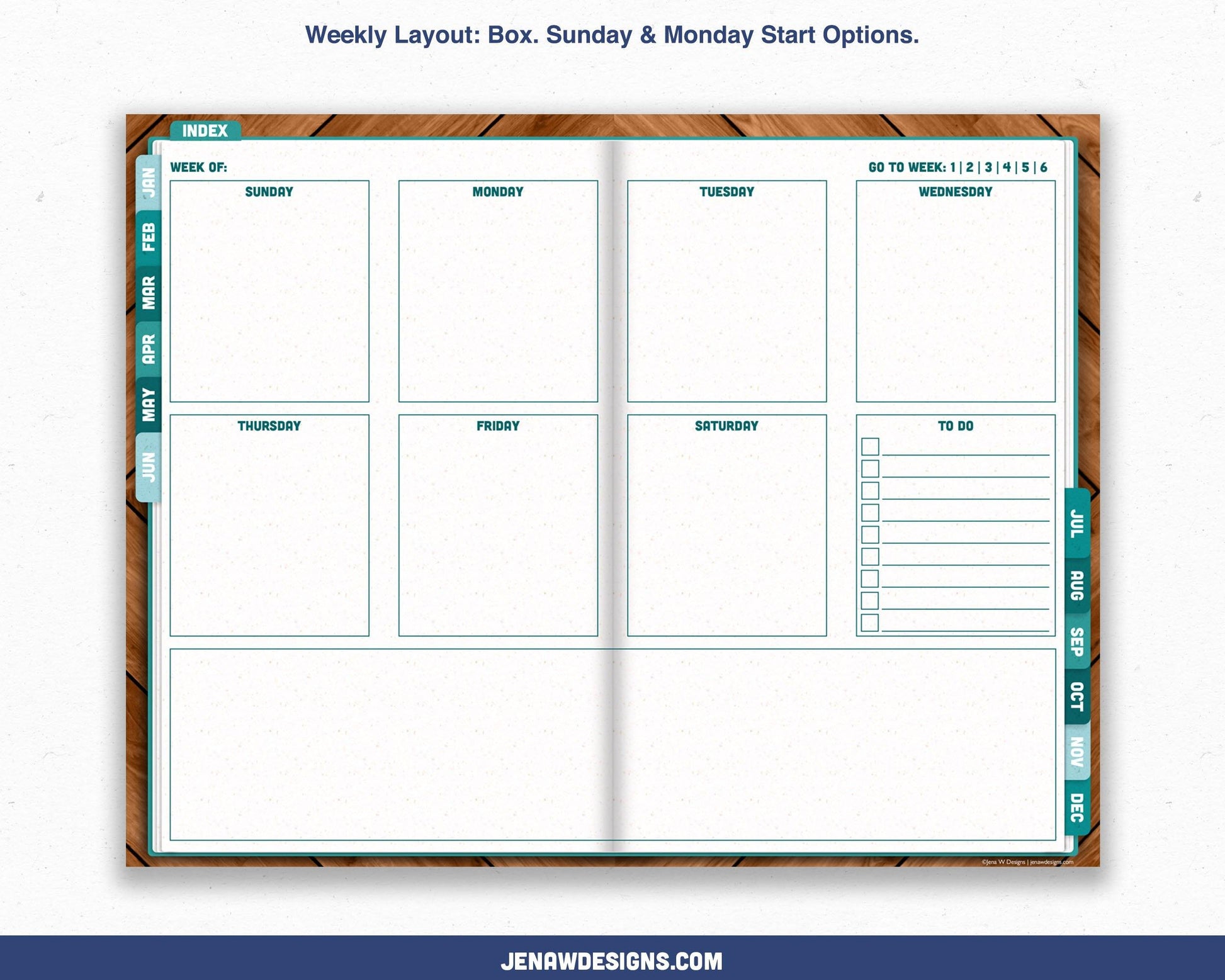 Undated Weekly Digital Planner with Flip Tabs - Jena W Designs
