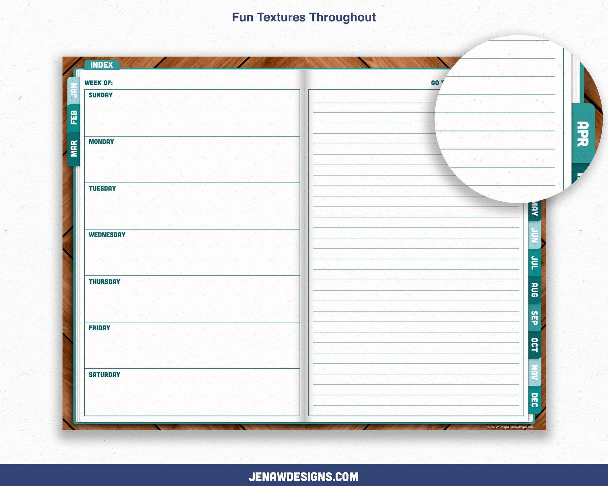 Undated Weekly Digital Planner with Flip Tabs - Jena W Designs