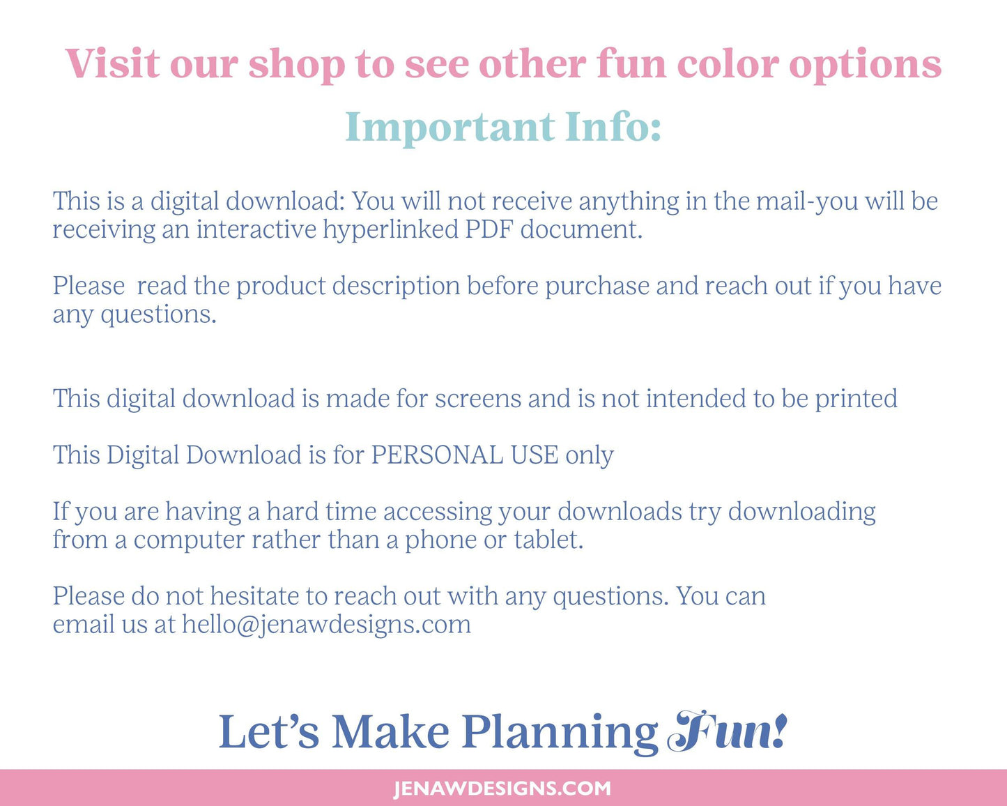 Undated Daily Planner with Colored Tabs - Jena W Designs