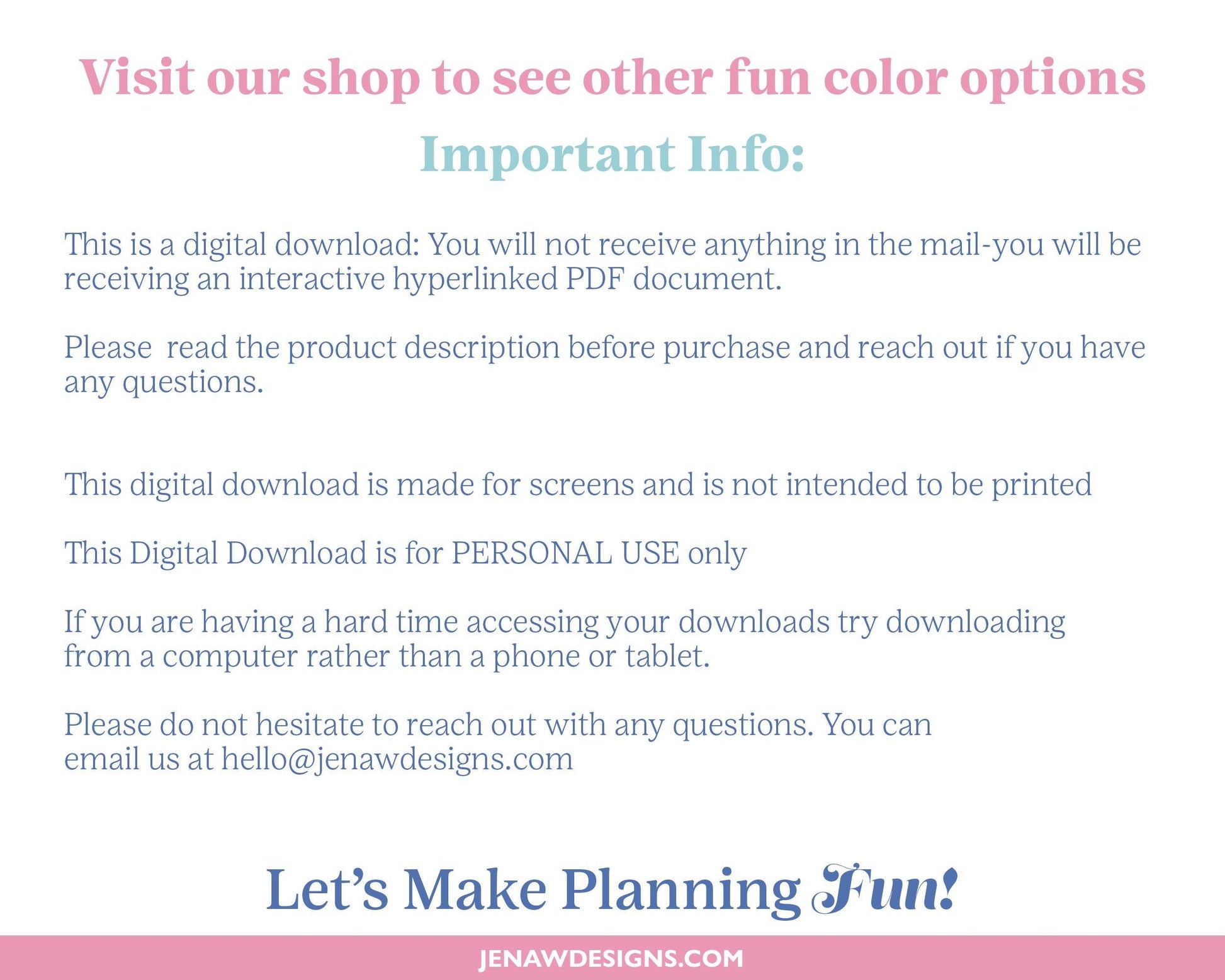 Undated Daily Planner with Colored Tabs - Jena W Designs