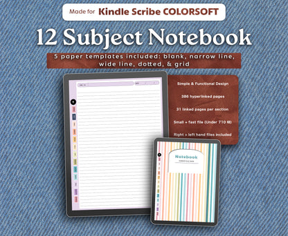 12 Section Notebook | for Kindle Scribe Colorsoft