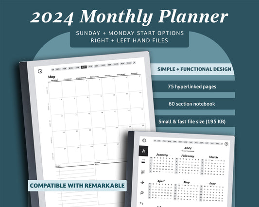 2024 Monthly Planner | for reMarkable